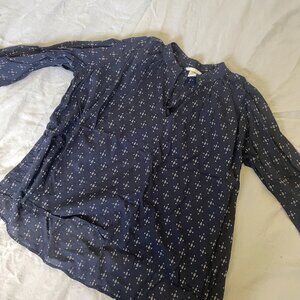Navy Peasant Blouse